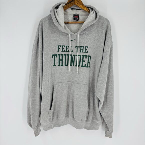Vintage Nike Center Swoosh Hoodie XXL 2XL Marshall Thundering Herd Gray - Picture 1 of 6